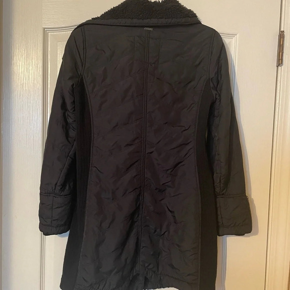 prAna Diva Quilted Sherpa Lined Long Jacket Size XS Black Asymmetrical Zip - Picture 5 of 11